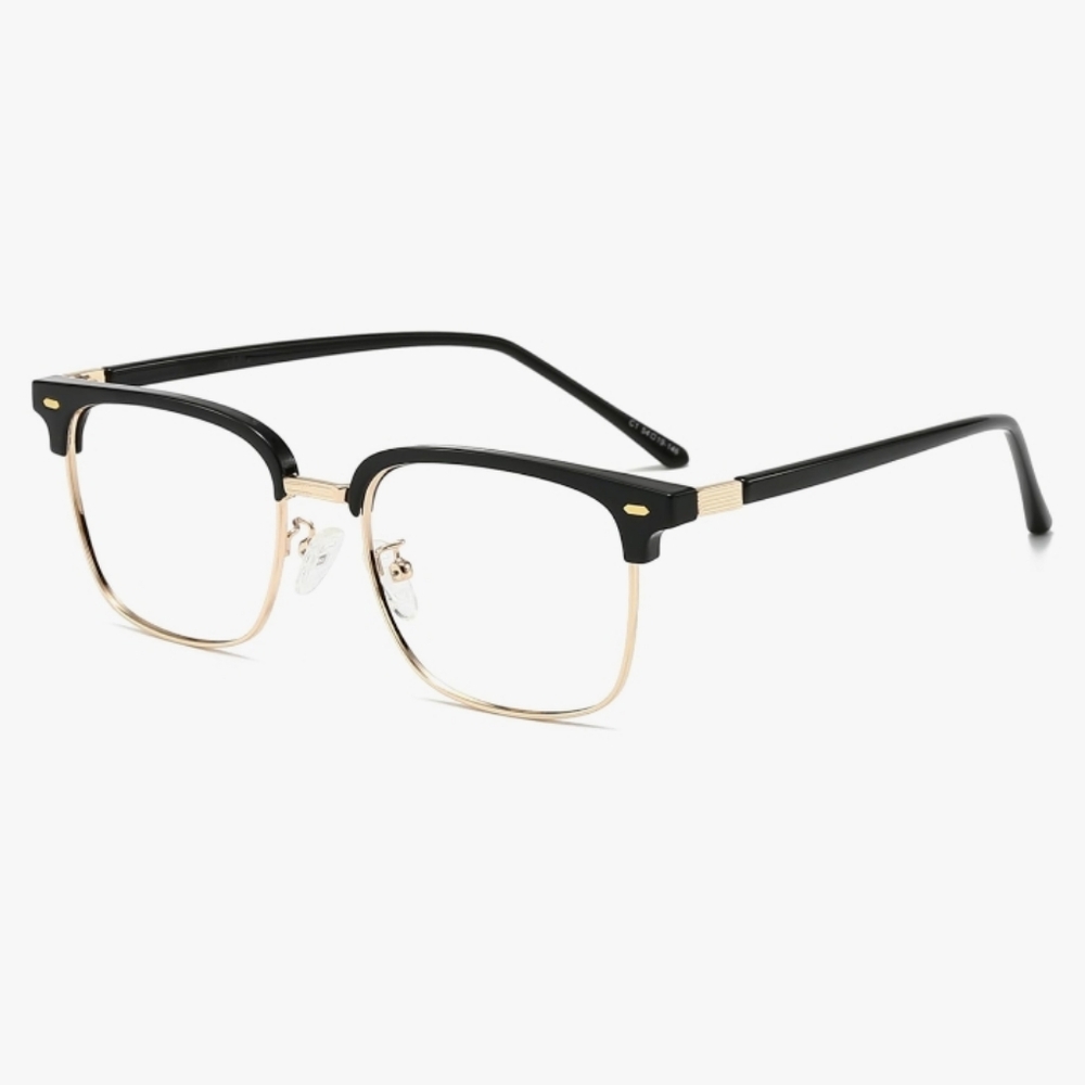 Blue Light Blocking Anti Eyestrain Lens Eyeglasses Semi Rimless Gold Frame